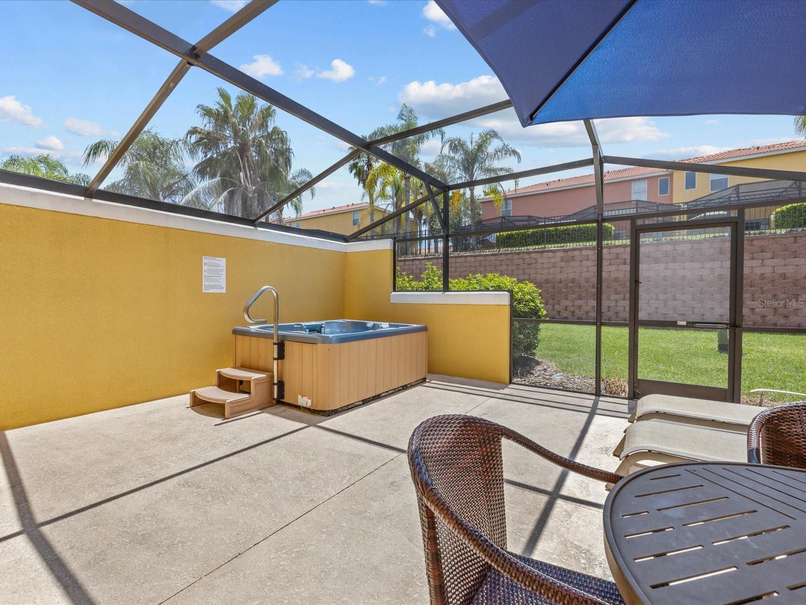 Patio and hot tub