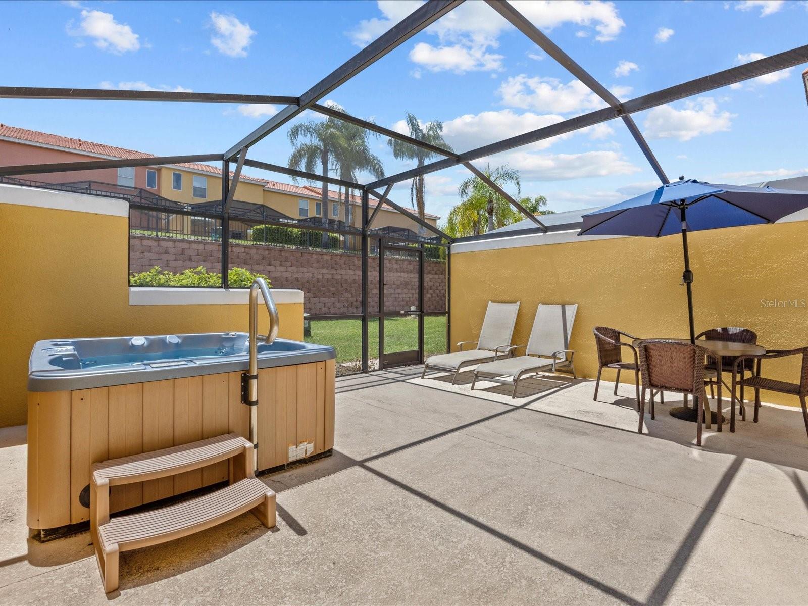 Patio and hot tub