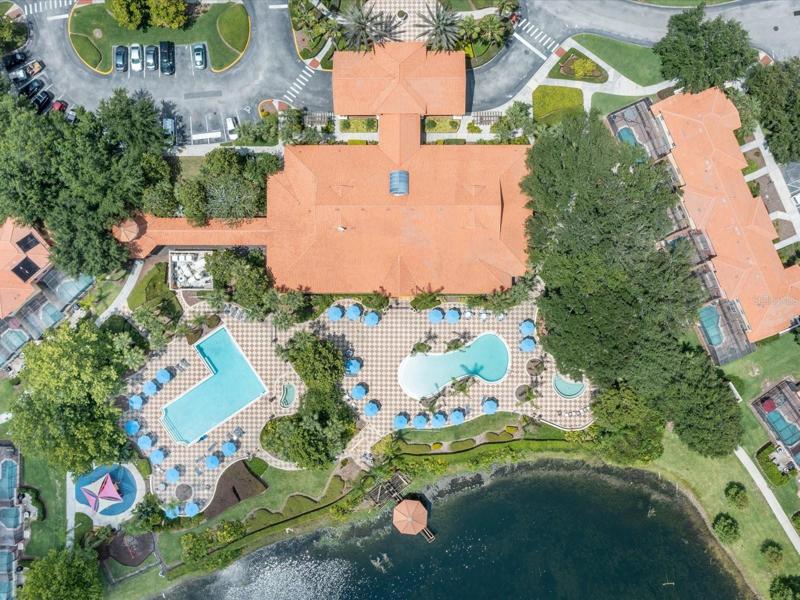 Aerial view of Encantada resort amenities