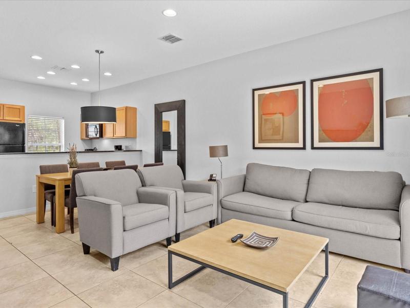 Living room and dining room