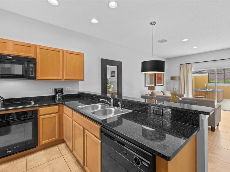 Kitchen with view into dining room