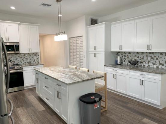 View from kitchen into family room
