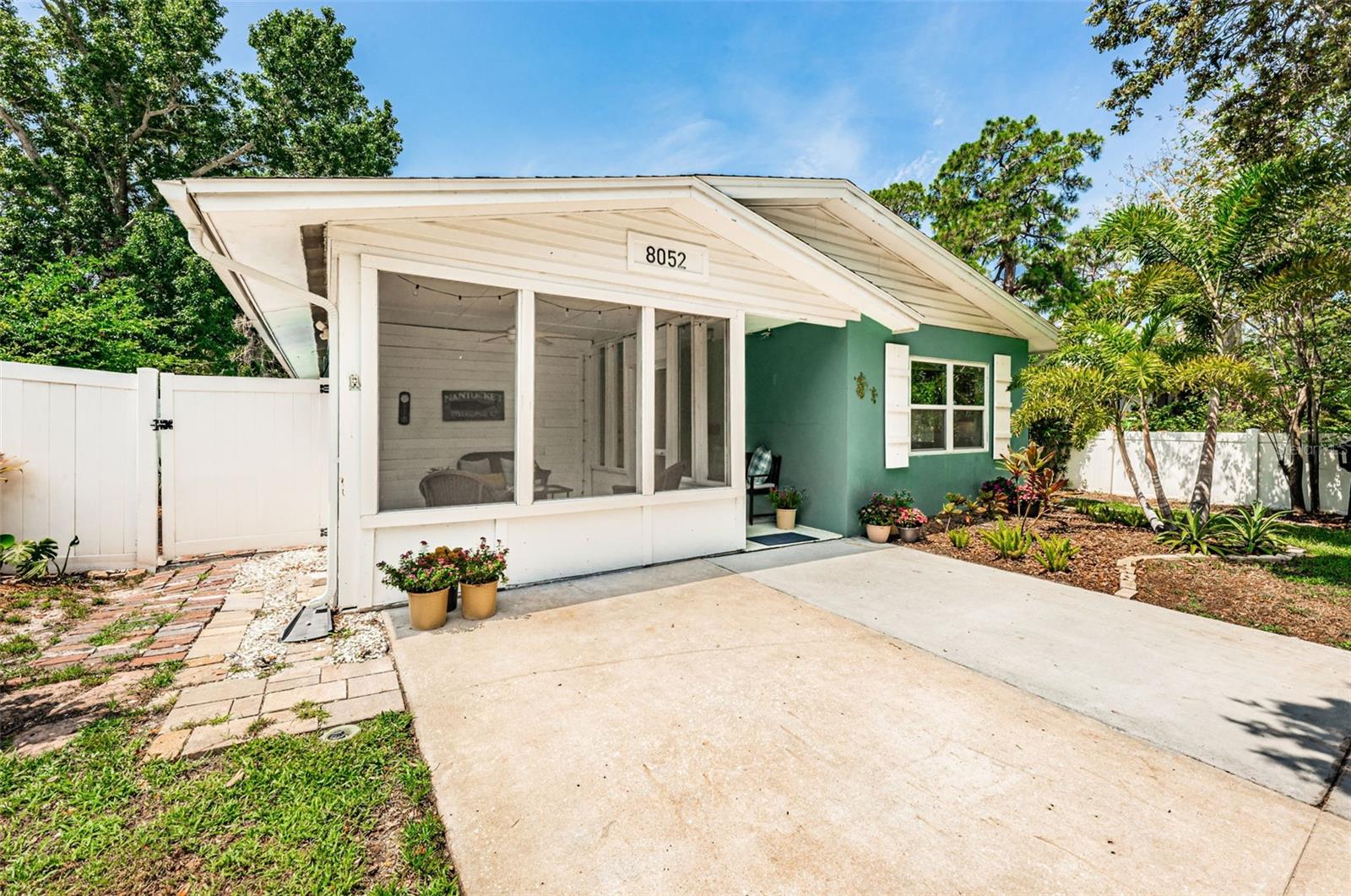 Vinyl fenced yard.
