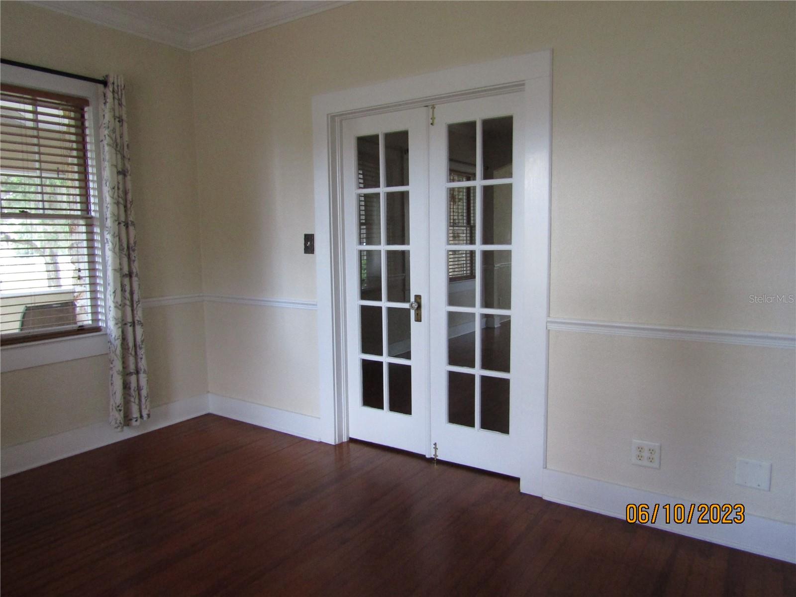 FRENCH DOORS FROM DINING ROOM TO LIVING ROOM