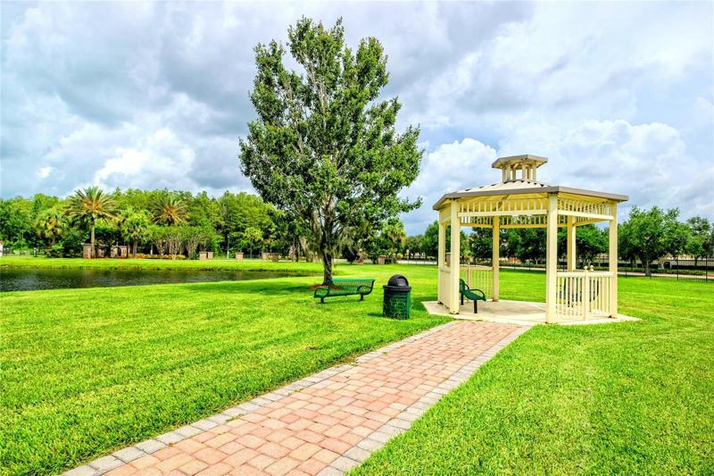 Gazebo and greenspace view from the front yard
