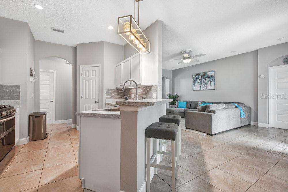 Kitchen and Family Room View from Dinette