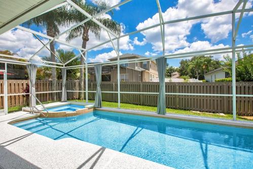 Gorgeous Pool with custom privacy curtains
