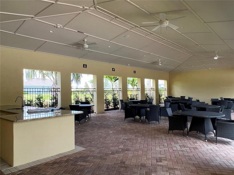 Gathering space at pool