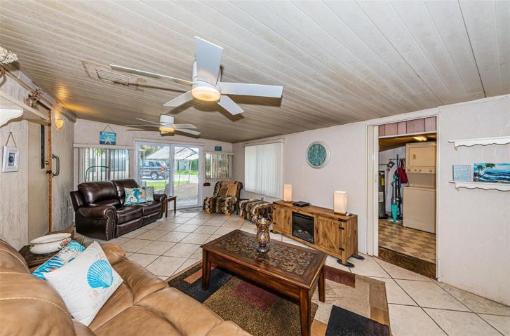 Living room with glass sliders