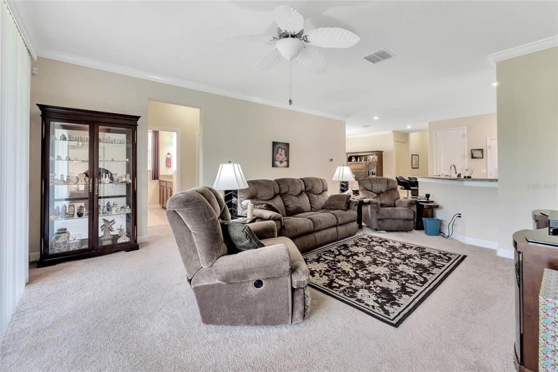 Generously Sized Great Room with Crown Molding