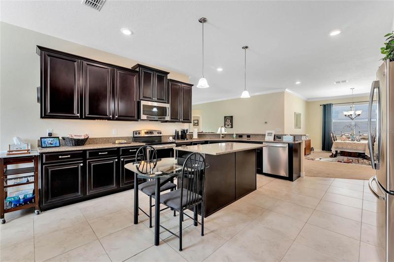 Stainless Steel Appliance Package & Large Breakfast Bar