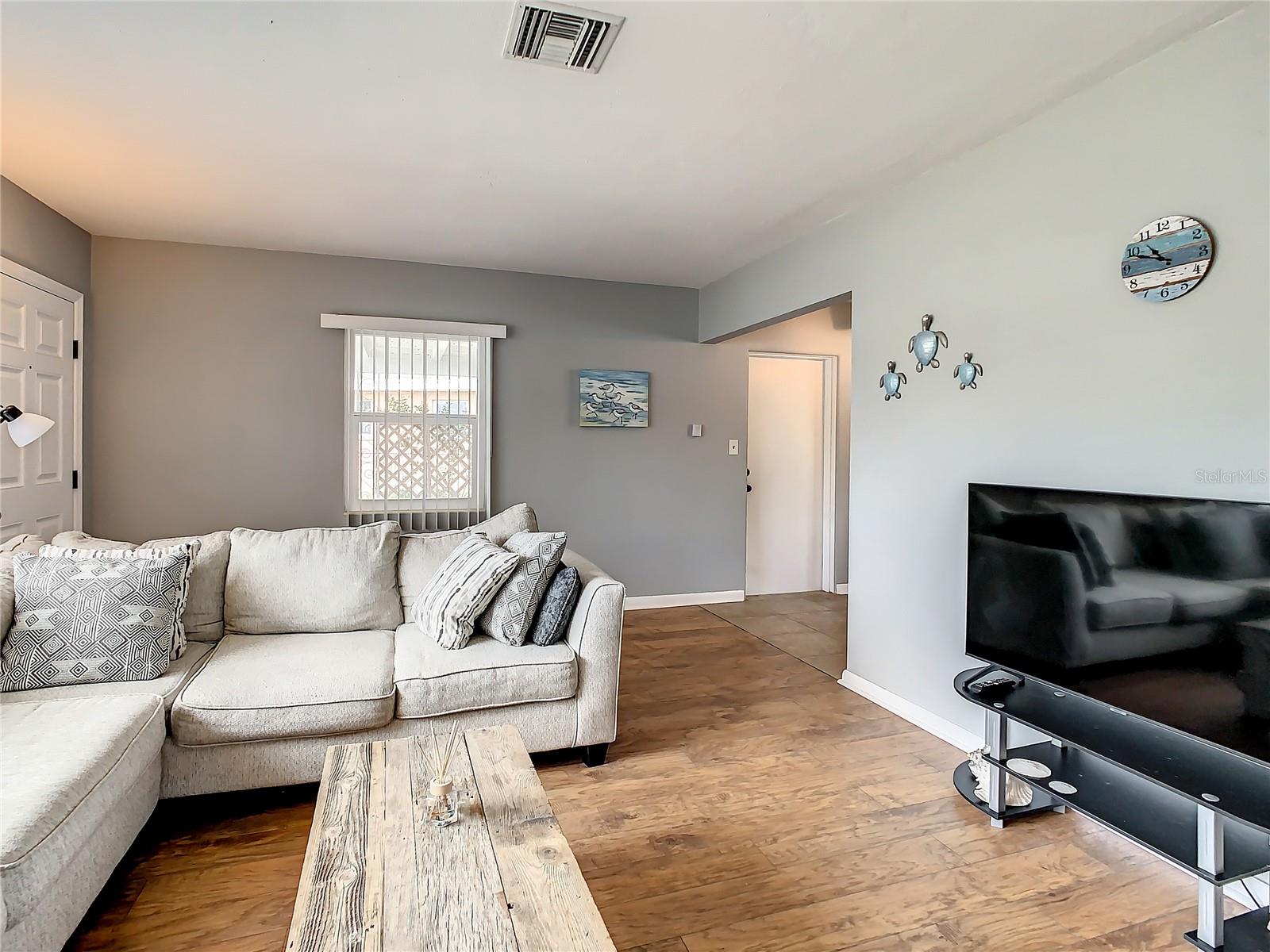 Looking at living room from bedrooms