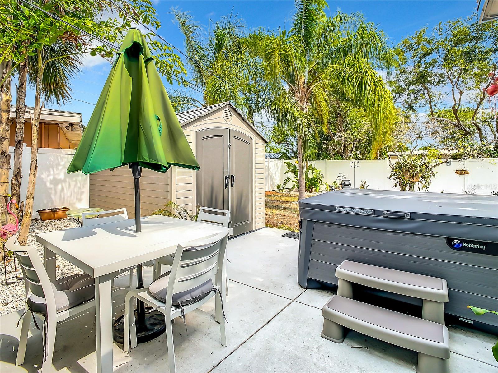 Back Patio leading to the backyard oasis- spa is not conveying