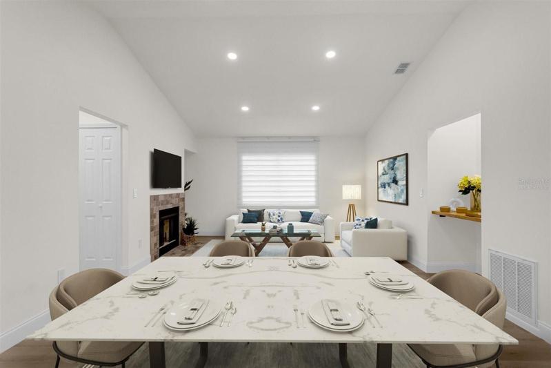 Dining Room & Living Room View-Virtually Staged