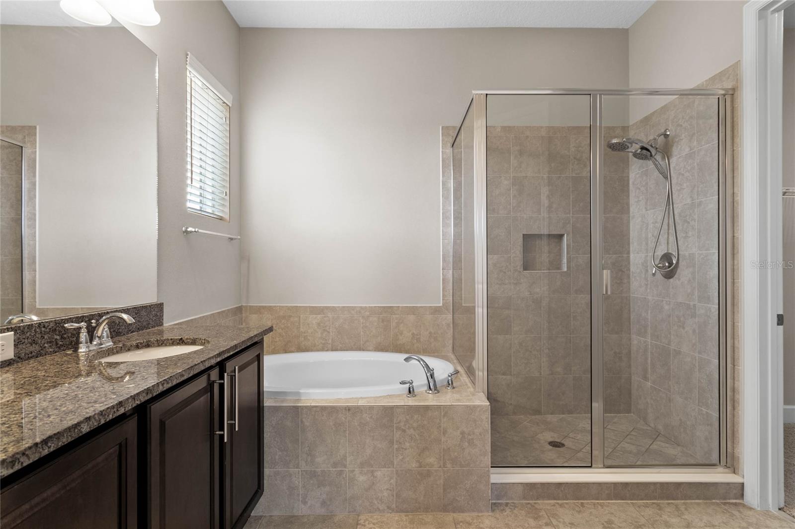 Soaker tub and step-in shower