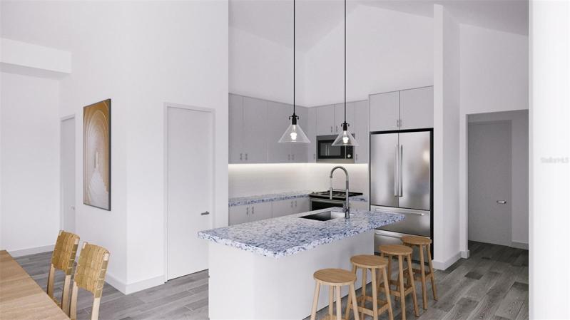 Rendering for illustration purposes only. Finishes and colors might be different. Furniture, decoration, and wall panelling are not included.