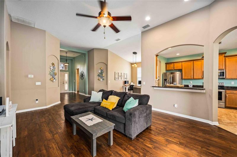 Stylish harmony of living and dining areas