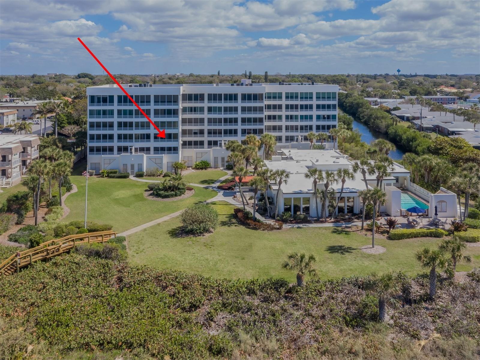 Island Shores Gulf Front Showing the Clubhouse and Pool Area.