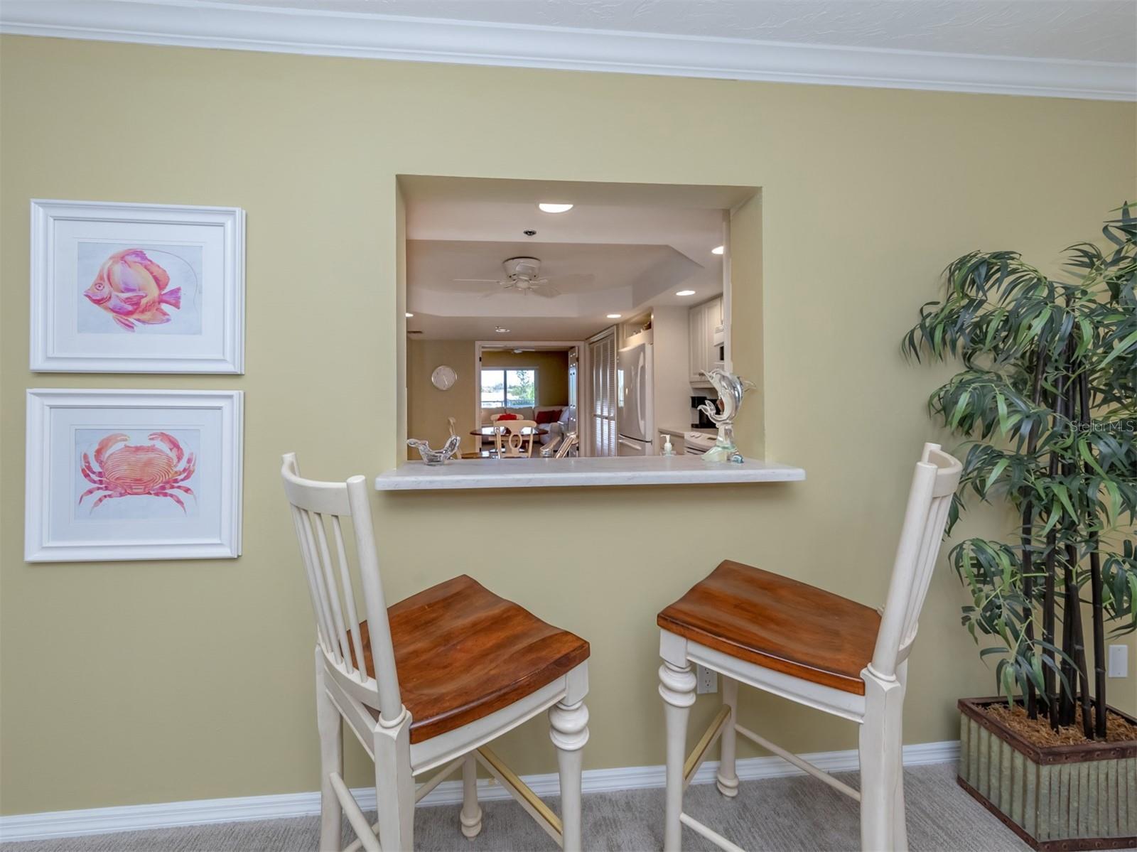 Kitchen Pass Through and Breakfast Bar