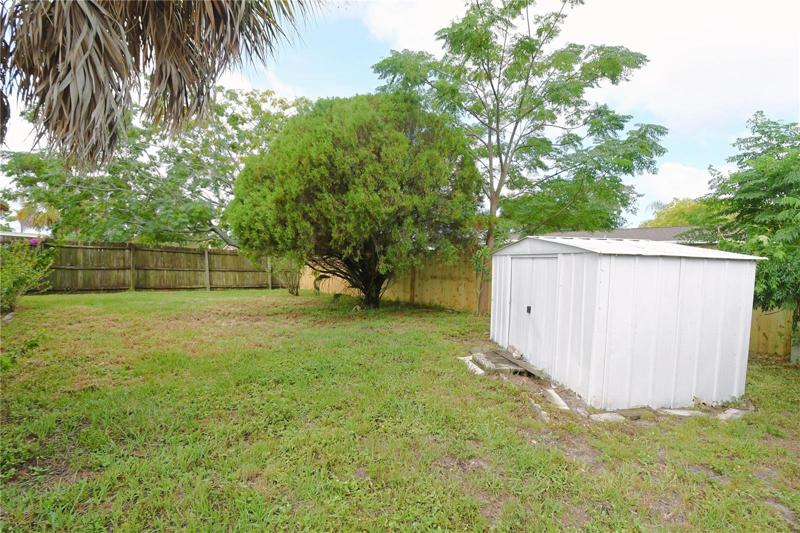 A backyard storage shed to house your tools and lawn equipment.