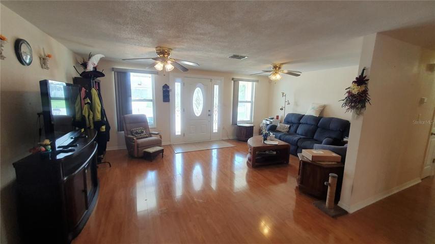 Large living room/entry gets lots of natural light
