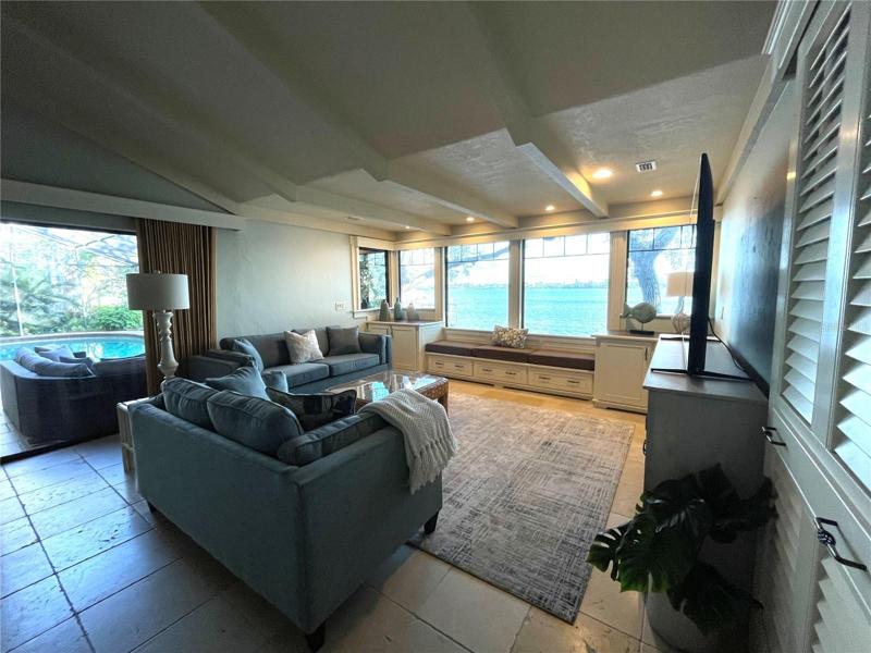 The family room opens to the pool.