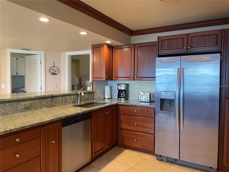 Solid wood cabinets and granite countertops