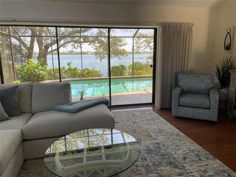 Living room opens to the pool.