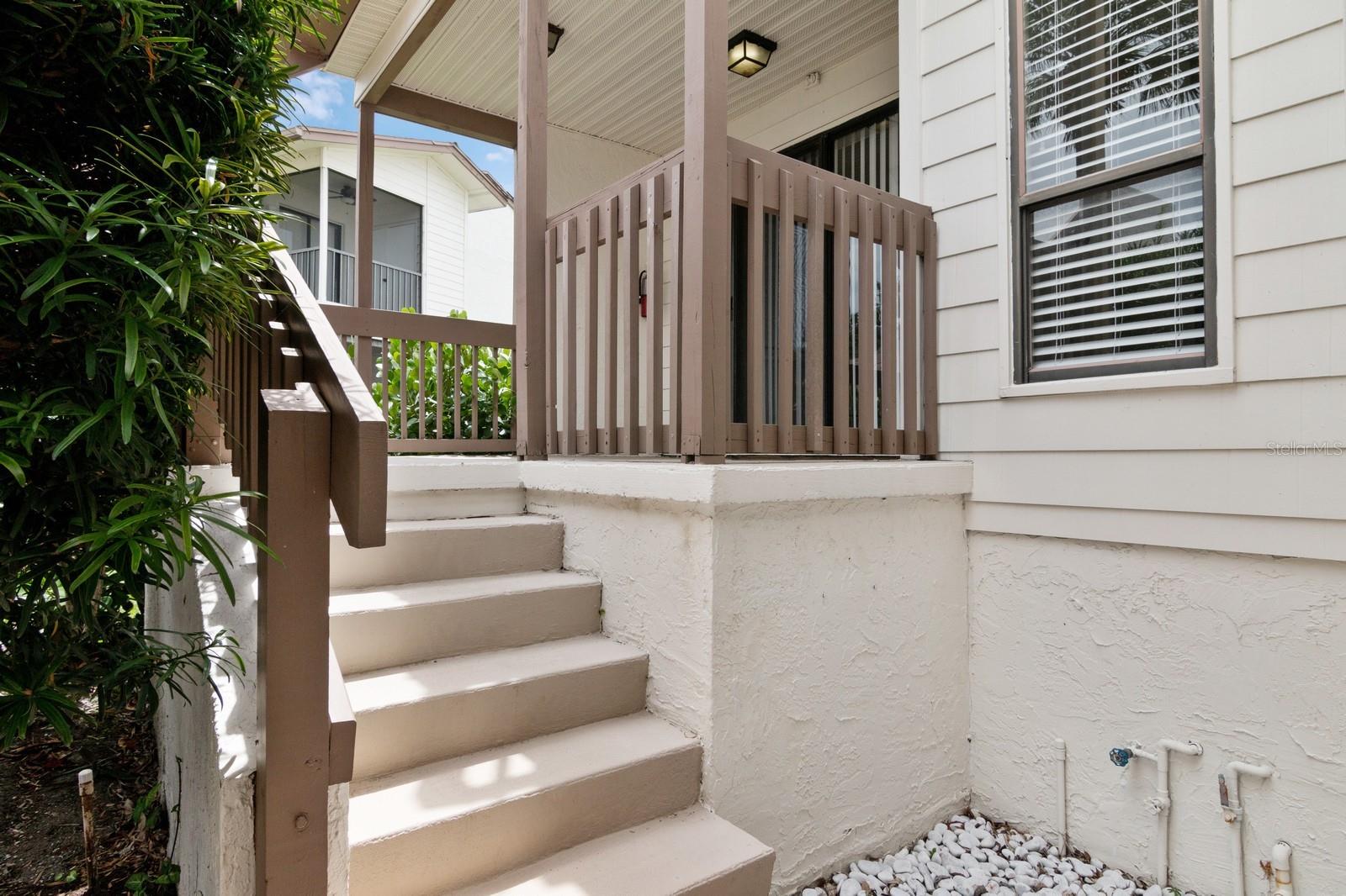 7 steps to the front door and entry porch
