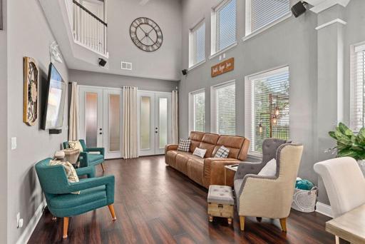 Living room with surround sound.