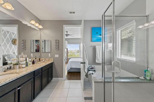 Owners Bathroom complete with shower and soaking tub.