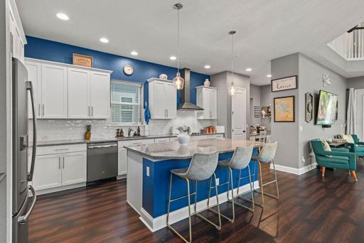 Kitchen that boast slate appliances.