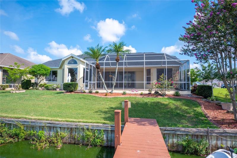 Looking from lake back up to house