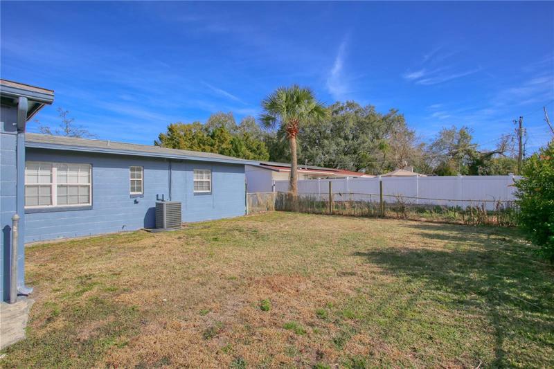 Fenced backyard