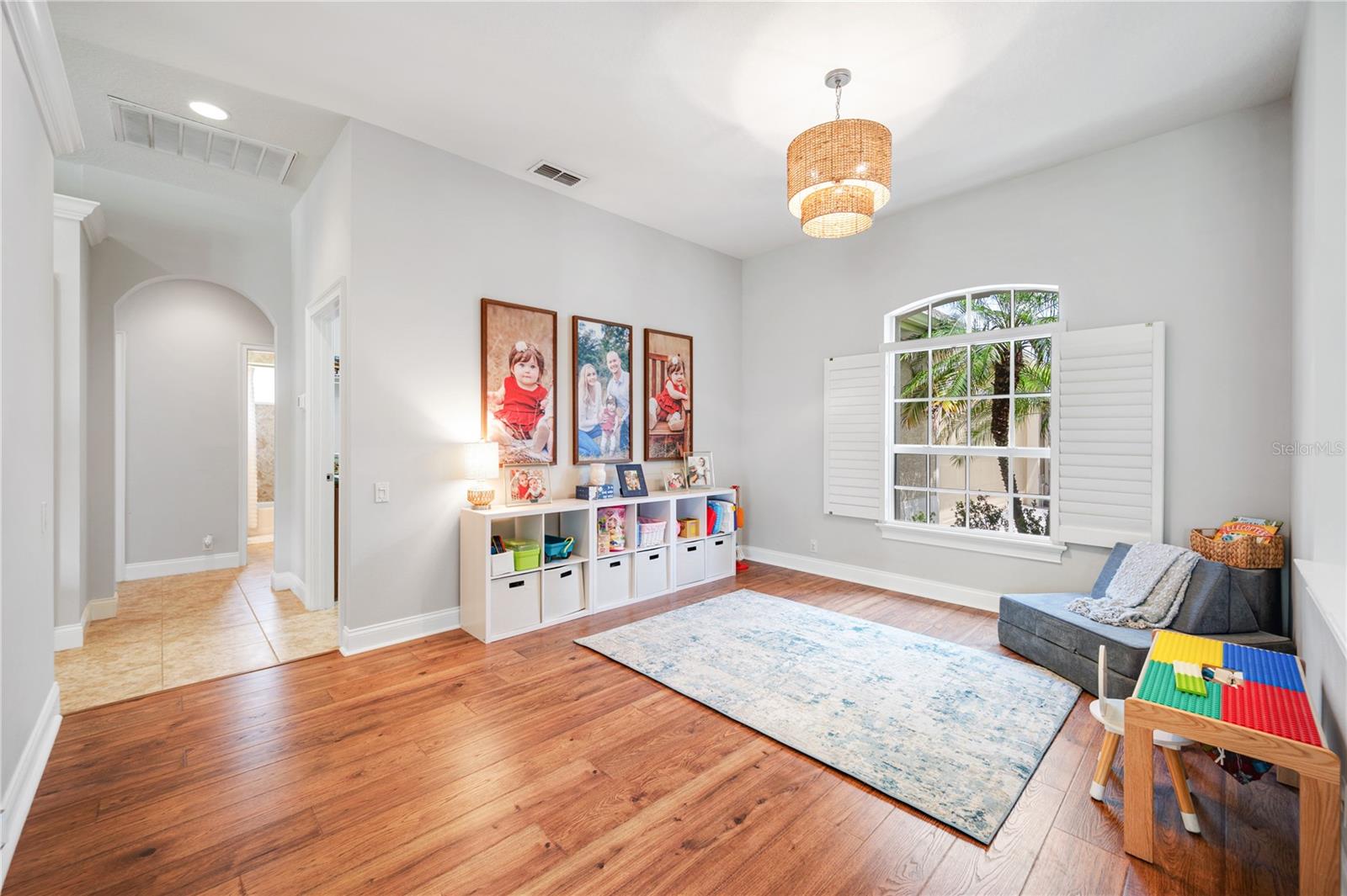 View of formal dining room being used as a play room