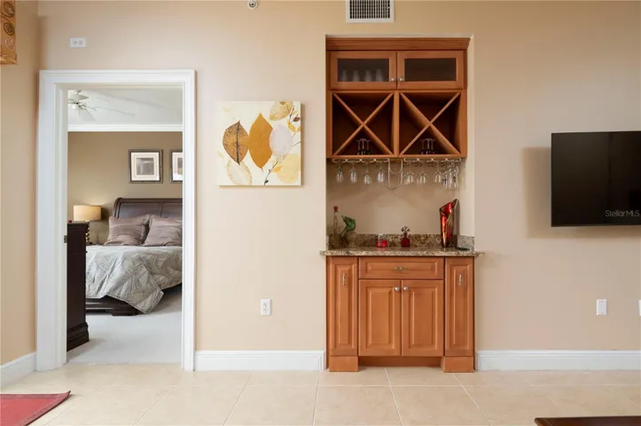 Built in Bar with granite in Great Room