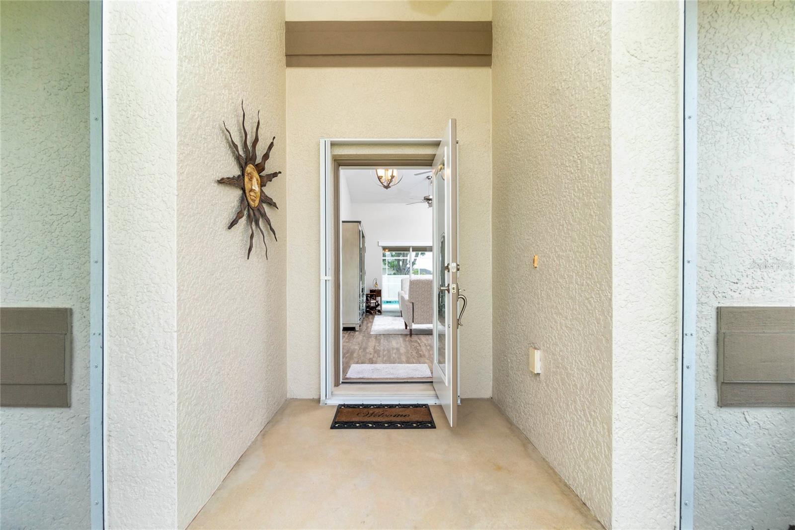 Exterior Front Door, Covered/Screened