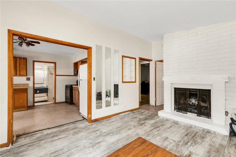 living room & fireplace