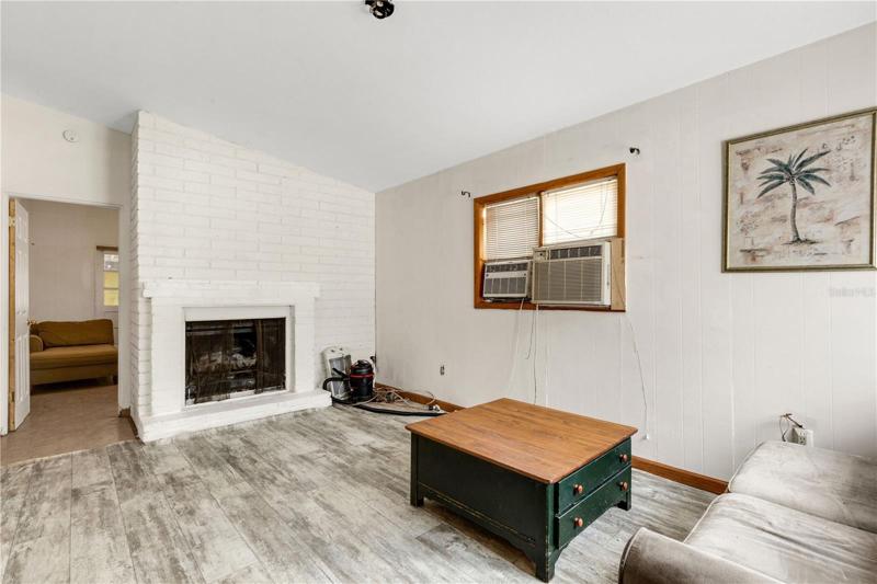 living room & fireplace