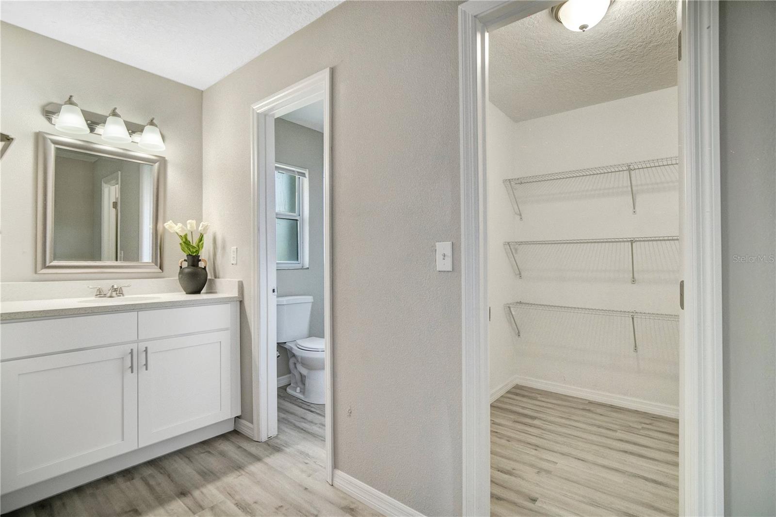 Master bath and walk in closet.