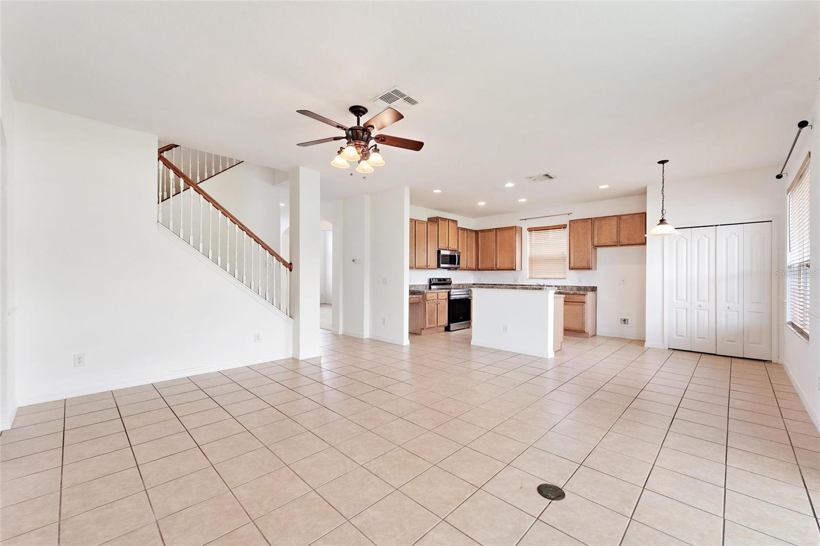 Family room and kitchen