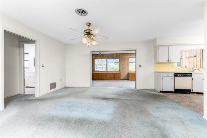 Dining area is adjacent to the kitchen.