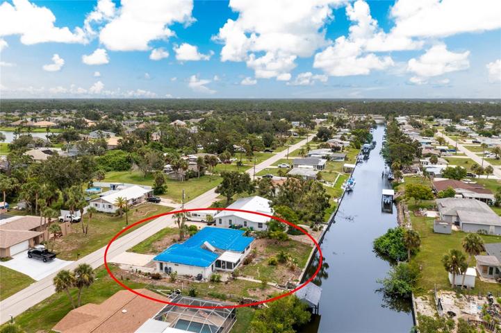 Aerial view looking toward mouth of waterway