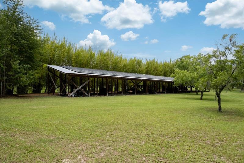 Large pole barn with solar panels