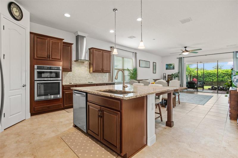 Spacious kitchen/dining/living area.
