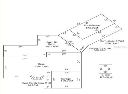 Dimensions of house, lanai and pool