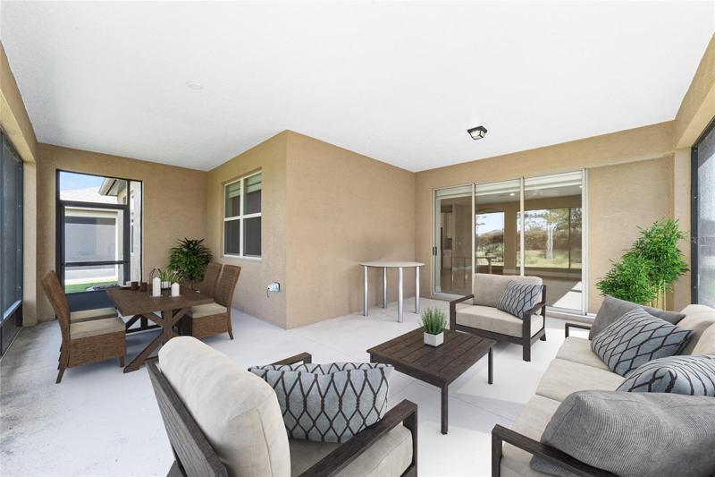 Screened covered lanai overlooking privacy burn