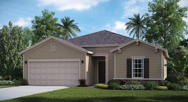 Artist rendering; illustration only; colors, features, and garage orientation may differ.