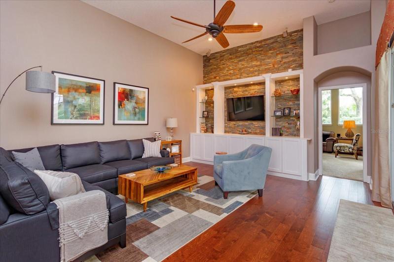 Family room with remodeled entertainment center