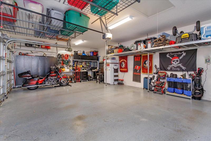 3 car garage with finished floor & lots of storage